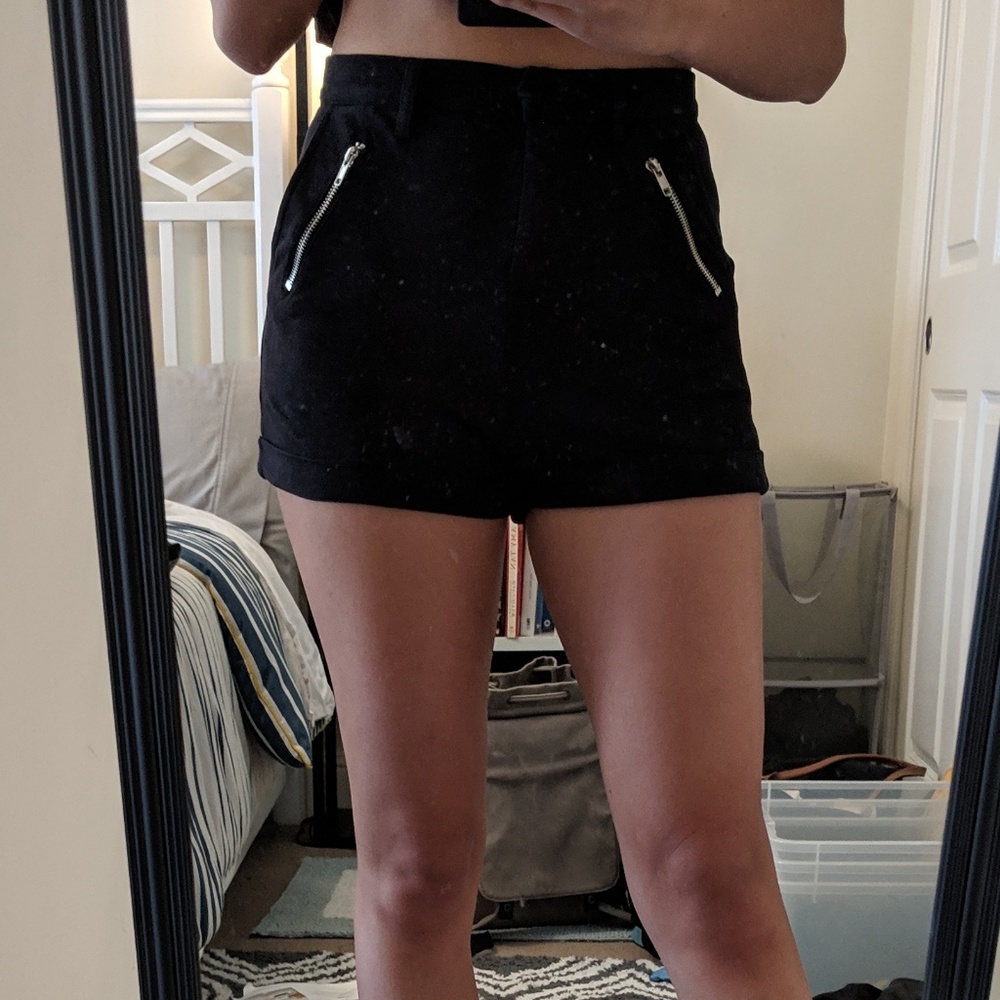 Super soft, comfy high waisted black velvet shorts